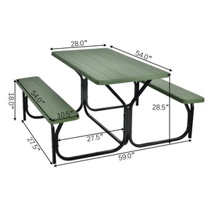 Picnic Table Bench Set for Outdoor Camping -Gray