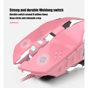 Pink Girly Gaming Mouse 3200DPI Backlight Adjustable 4 Level DPI Wired Women's Mice For Gamers