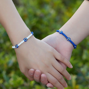 Pinky Promise Blue Bracelet Sets Colorful Crystal Bead Rope Chain Lucky Couple Bracelets Colorful Eye Bracelets Handmade Braided Rope Bracelets For Women Friendship Charm Jewelry