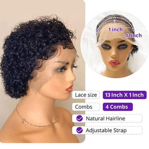 Pixie Cut Wig Short Curly Human Hair Wigs Human Hair Wig 13X1 Transparent Lace Wig For Women Human Hair Pre Plucked Baby Hair Wigs For Black Women