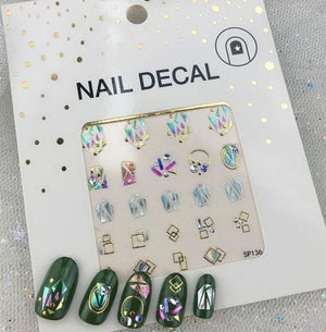 Plant Laser Abstract Lady Face Nail Decals Sliders Paper Art Decor Gel Polish Sticker Manicure Foils 3D Rhinestone Sticker Fun Nail Art Stickers Decal 3D Self-Adhesive Abstract Face Curve Graffiti Nail Design for Acrylic Nail Supplies