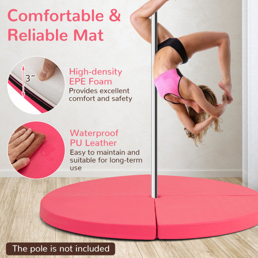 Pole Dance Crash Mat Round Portable Yoga Mat with EPE Foam-Pink