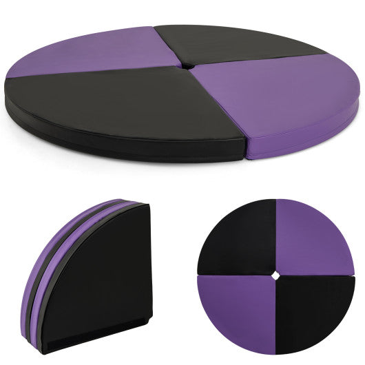 Pole Dance Crash Mat Round Portable Yoga Mat with EPE Foam-Purple
