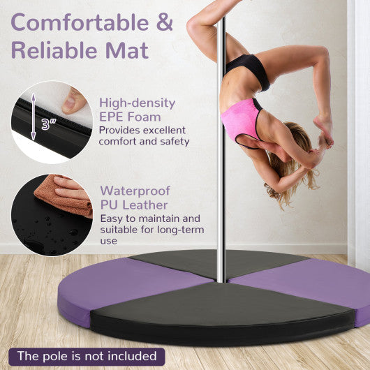 Pole Dance Crash Mat Round Portable Yoga Mat with EPE Foam-Purple