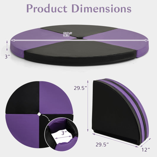 Pole Dance Crash Mat Round Portable Yoga Mat with EPE Foam-Purple