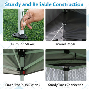 10 X 10 FT Foldable Outdoor Patio Shelter Canopy Tent with 1-Push Center Lock-Pink