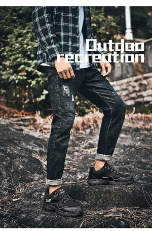 Popular Outdoor Casual Shoes Hiking Men High Quality Sneakers Mountain Climbing Work Footwear Hiking Shoes Low Cut Boots Leather Walking Shoes For Outdoor Training Casual Work
