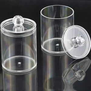 Portable 2pcs Cosmetics Storage Box Makeup Organizer Bathroom Jar Cotton Swab Cotton Pad Jewelry Round Plastic Box Storage Container