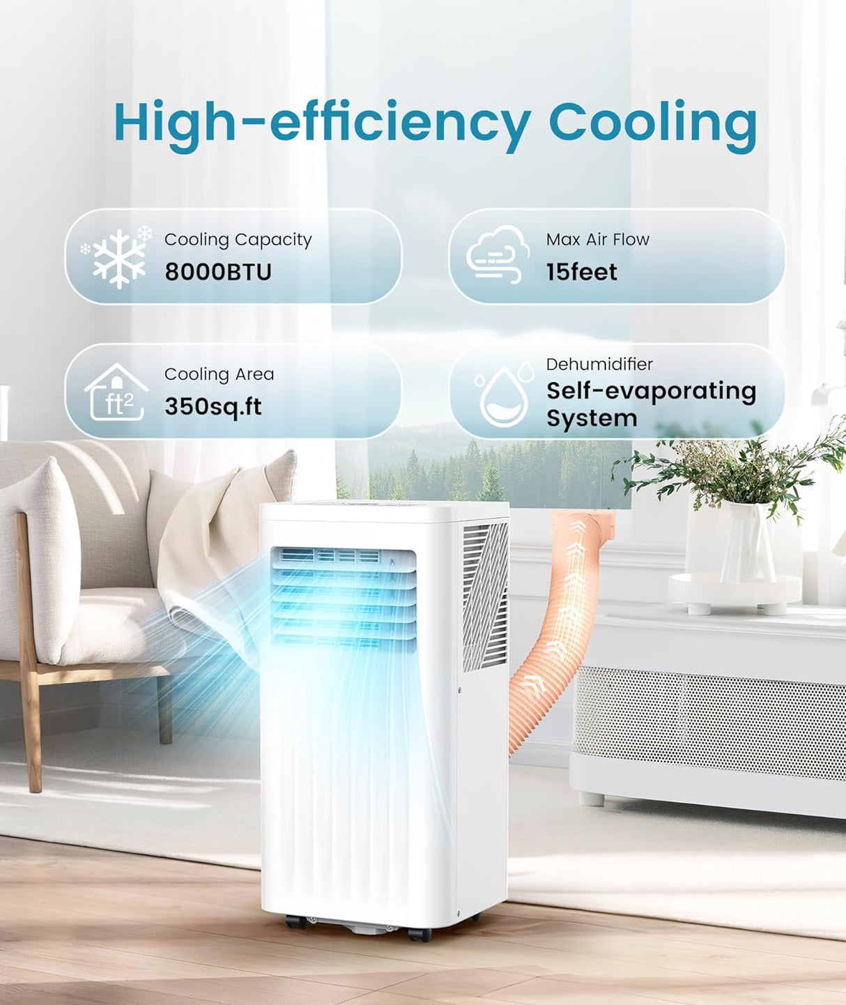 portable Air Conditioner, 10000 BTU Air Conditioner with Cooling, Fan, Dehumidifier, Sleep Mode, ≤55 db, Cooling up to 450 Sq. Ft. with 24H Timer