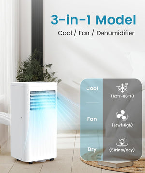 portable Air Conditioner, 10000 BTU Air Conditioner with Cooling, Fan, Dehumidifier, Sleep Mode, ≤55 db, Cooling up to 450 Sq. Ft. with 24H Timer