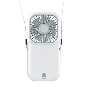 Portable Air Conditioner Hanging Neck Fan With 3000mAh Power Bank Mini Folding USB Handheld Desk Air Cooler Fan Personal Foldable USB Rechargeable Fan Operated for Home Office Outdoor Travel