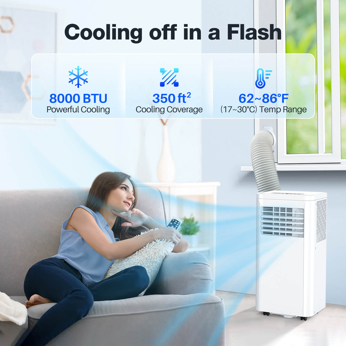 Portable Air Conditioner with Dehumidifier & Fan Modes A5407
