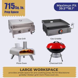 Portable Folding Grill Prep Table with Wheels, Stainless Steel BBQ Grill Stand for Camping, Tailgating and Outdoor Cooking T0130SA