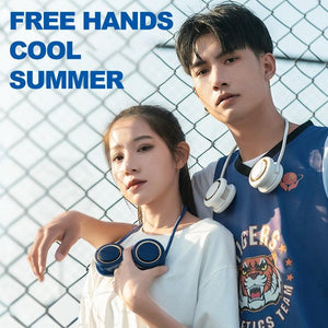 Portable Hanging Neck Fan 3-Speed Adjustable Twin Turbo USB Charge Folding Storage Silent Fans Cool Summer Work Sports Equipment Neck Hanging Cooling Fan USB Rechargeable 3 Speed Portable Bladeless Cooler Fan