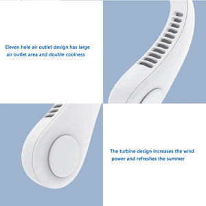 Portable Neck Fan USB Rechargeable 1200mAh Bladeless Fan Mini Electric Ventilator Silent Neckband Wearable Cooling for Sports Rechargeable Bladeless Headphone Design Neck Fans