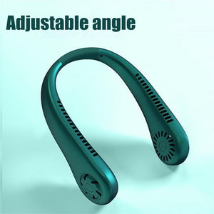 Portable Neck Fan USB Rechargeable Bladeless Fan Mini Electric Ventilator Silent Neckband Wearable Cooling for Sports Wearable Necklace Fan with 3 Speeds for Home Office Travel Outdoor Sports