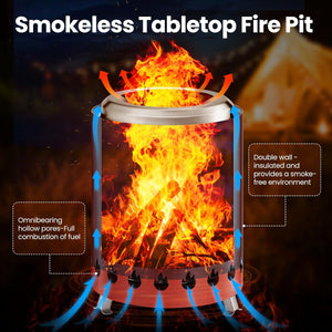 Portable Outdoor Fire Pit with Stand, Low Smoke Burning Tabletop Fire Pit Fuel