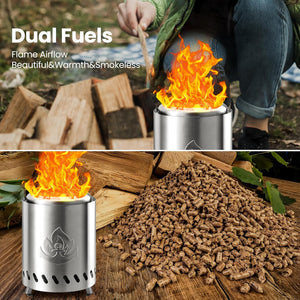 Portable Outdoor Fire Pit with Stand, Low Smoke Burning Tabletop Fire Pit Fuel
