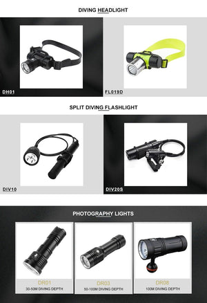 Powerful LED Rechargeable Dive Flashlight Cree Diving Flashlight Underwater Waterproof  High Lumen LED Scuba Diving  Torch Flashlight For Scuba Diving Underwater Torch