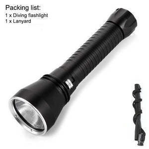 Powerful LED Rechargeable Dive Flashlight Cree Diving Flashlight Underwater Waterproof  High Lumen LED Scuba Diving  Torch Flashlight For Scuba Diving Underwater Torch