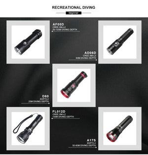 Powerful LED Rechargeable Dive Flashlight Cree Diving Flashlight Underwater Waterproof  High Lumen LED Scuba Diving  Torch Flashlight For Scuba Diving Underwater Torch