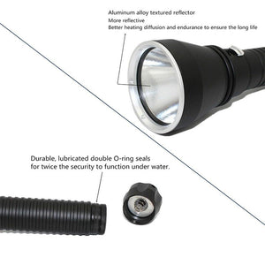 Powerful LED Rechargeable Dive Flashlight Cree Diving Flashlight Underwater Waterproof  High Lumen LED Scuba Diving  Torch Flashlight For Scuba Diving Underwater Torch