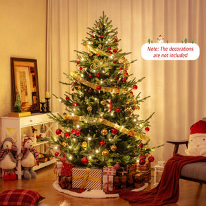 6/7/8 FT Pre-Lit Artificial Hinged Xmas Tree with 778/1480 PVC and PE Branch Tips-L