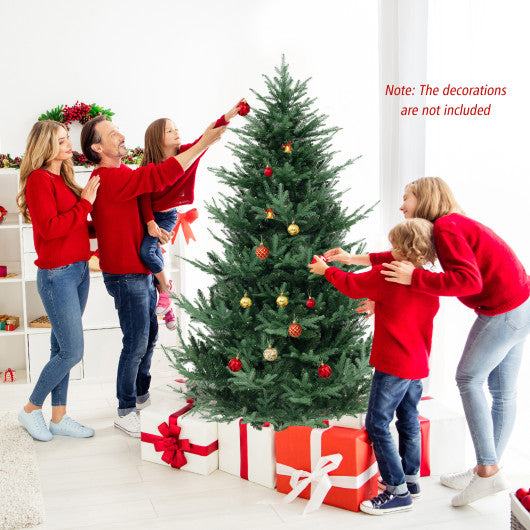 6/7/8 FT Pre-Lit Artificial Hinged Xmas Tree with 778/1480 PVC and PE Branch Tips-L