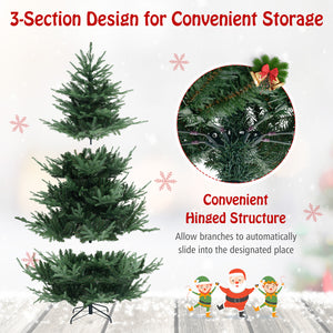 6/7/8 FT Pre-Lit Artificial Hinged Xmas Tree with 778/1480 PVC and PE Branch Tips-L
