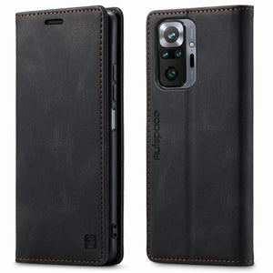 Premium Leather PU Flip Case Magnetic Flip Case Card Slot Silicone Bumper Protective Case For Xiaomi Redmi Note 10 Case Flip Matte Leather Cover For Redmi Note 10 s Por Max 10s Case Luxury Wallet Strong Magnetic Cover