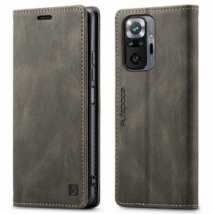 Premium Leather PU Flip Case Magnetic Flip Case Card Slot Silicone Bumper Protective Case For Xiaomi Redmi Note 10 Case Flip Matte Leather Cover For Redmi Note 10 s Por Max 10s Case Luxury Wallet Strong Magnetic Cover