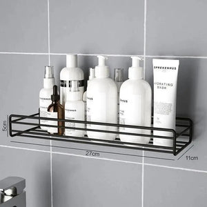 Premium Quality Bathroom Kitchen Punch Corner Frame Shower Shelf Wrought Iron Shampoo Storage Rack Holder with Suction Cup Bathroom Accessories