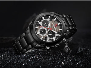 Men's  Waterproof Stainless Steel Watch With Chronometers Business Style Wristwatch Unique Design Perfect Gift