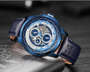 Sport Watches For Man Waterproof Watch Analog Quartz Leather Band Date Calendar  Unique Wristwatch  Perfect Gift
