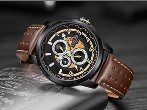 Sport Watches For Man Waterproof Watch Analog Quartz Leather Band Date Calendar  Unique Wristwatch  Perfect Gift