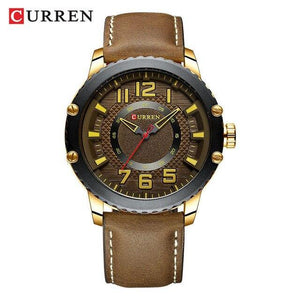 Men's Waterproof  Sport Watch With Leather  Belts  And Large Numbers Details Unique Design Perfect Gift
