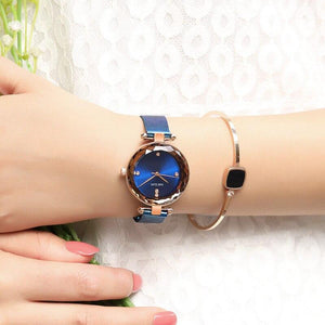 Top Luxury Women Watches Rose Gold Analog Watch Fashion Shine Round Design Elegant Stainless Strap Wrist Watch