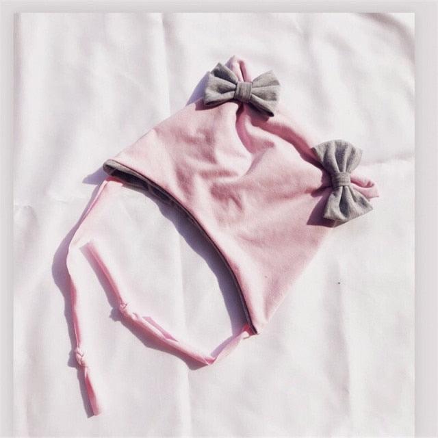 Baby Cotton Hat  Autumn Winter Children Scarf Hat Sets  Bowknot Ear Baby Girl Boy Warm Beanies Cap Neck Warmer Scarf Fleece Balaclava Hood Ski Mask Cold Weather Face Mask Neck Warmer Winter Nose Warmer