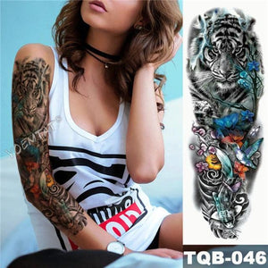 Large Tattoo Sleeve Arm Waterproof Temporary Sticker Tiger Fox For Arm Luxury Colorful Design