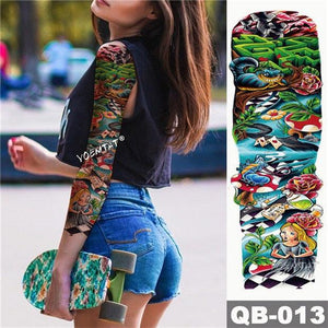 Large Tattoo Sleeve Arm Waterproof Temporary Sticker Tiger Fox For Arm Luxury Colorful Design