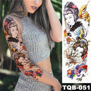 Large Tattoo Sleeve Arm Waterproof Temporary Sticker Tiger Fox For Arm Luxury Colorful Design