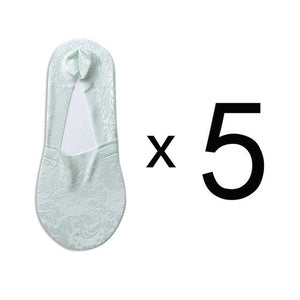 5 Pairs Fashion Women Girls Summer Socks 7 Color Style Lace Flower Short Sock Antiskid Invisible Ankle Socks For Women