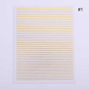 Gold 3D Nail Sticker Curve Stripe Lines Nails Stickers Gradient Adhesive Striping Tape Nail Foil Nail Art Stickers Decals Silver Strip Line Nail Decal Self-Adhesive 3D Wave Decal Decoration Metallic Curve Design Decoration for Women Girls