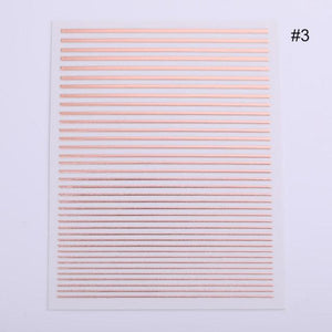 Gold 3D Nail Sticker Curve Stripe Lines Nails Stickers Gradient Adhesive Striping Tape Nail Foil Nail Art Stickers Decals Silver Strip Line Nail Decal Self-Adhesive 3D Wave Decal Decoration Metallic Curve Design Decoration for Women Girls