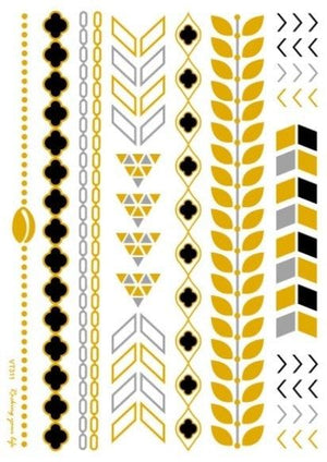 Luxury Metallic Temporary Tattoo Gold Silver Flower Sticker Long Lasting Gold Design For Womens