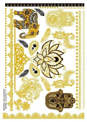 Luxury Metallic Temporary Tattoo Gold Silver Flower Sticker Long Lasting Gold Design For Womens