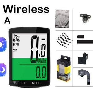 Waterproof Bicycle Computer Wireless And Wired Bike Cycling Odometer Stopwatch Speedometer Bicycle Speedometer With LCD Display 20 Functions And Automatic Wake-up