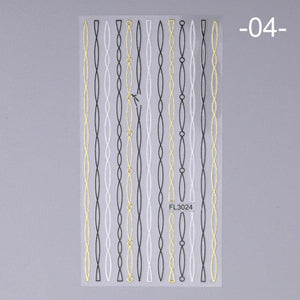 Nail Strip Stickers Black Gold Rose Gold Silver Metal Strip Tape Nail Art Adhesive Foil Tips Nail Sticker Decals Metallic Curve Strip Line Nail Decal Self-Adhesive 3D Wave Design Decoration for Women Girls Tape Nail Art Stickers Decal Decoration