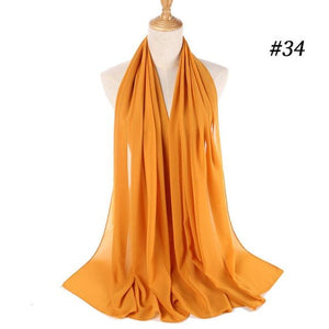 Long Lightweight Soft Solid Color Chiffon Scarfs Muslim Headscarf Hijab Scarf Shawls Wraps Hijab For Women 70*180cm