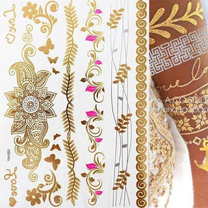 Body Tattoo Art Painting Stickers Glitter Gold Silver Temporary Waterproof Nontoxic Long Lasting Tattoos